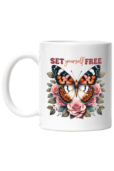 INOVATIX Personalized white mug, Set yourself free, motivational, free yourse...