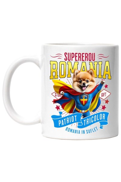 INOVATIX Cana alba personalizata,pomeranian Caine In Costum de Capitan Romani...