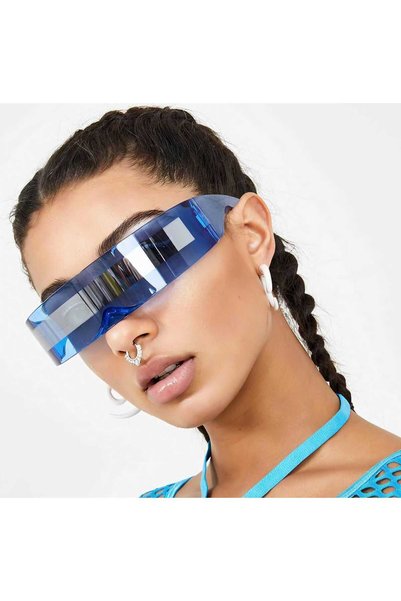 Generic Brand Ochelari de soare futuriști petrecere albaștri