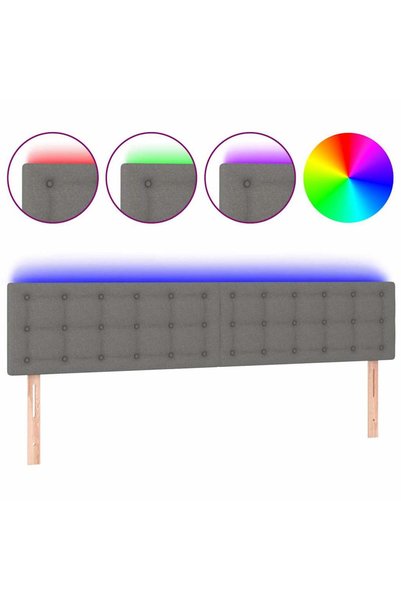 Syfax Tăblie de pat cu LED, gri închis, 200x5x78/88 cm, textil