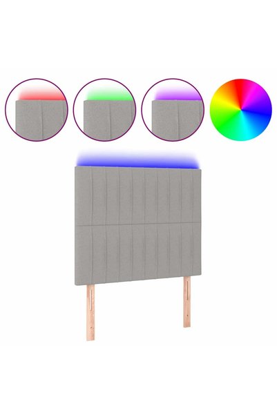 Syfax Tăblie de pat cu LED, gri deschis, 90x5x118/128 cm, textil