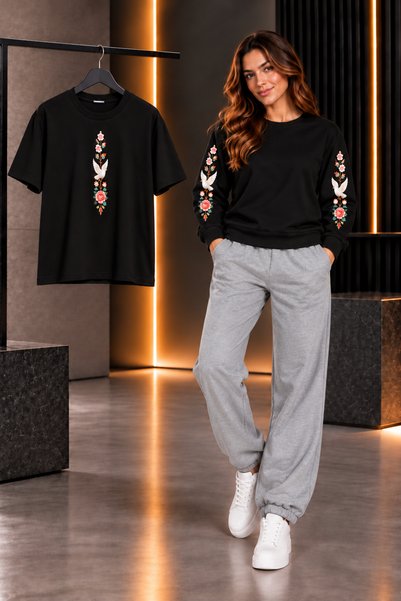 clothes 33 Μπλούζα με λαιμόκοψη χαμόγελο, φόρμα, σετ 3 τεμαχίων, εποχιακό σύν...
