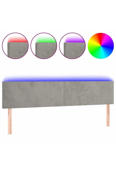 Syfax Tăblie de pat cu LED, gri deschis, 160x5x78/88 cm, catifea