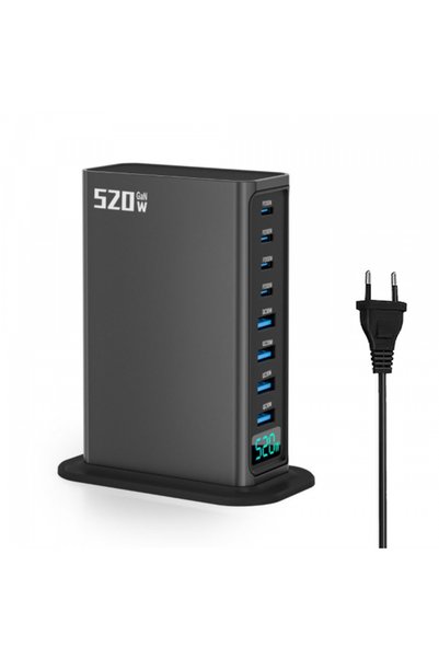 OEM Station Charger, 520W, 5A, 4 x USB-A - 4 x USB-C, Gray