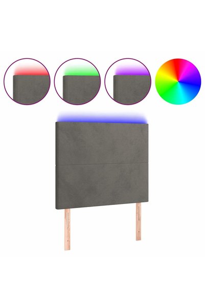 Syfax Tăblie de pat cu LED, gri închis, 90x5x118/128 cm, catifea