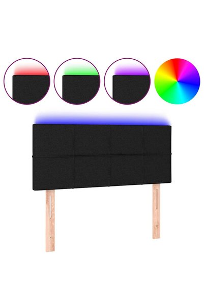 Syfax Tăblie de pat cu LED, negru, 90x5x78/88 cm, textil