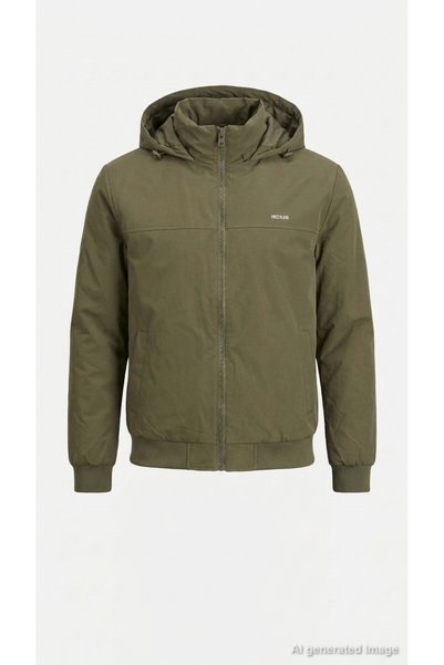 Jack & Jones 12302538 Men's Jacket, Hooded, Zippered Pocket, Rib Knit Cuffs, ...