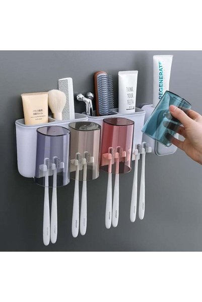 OEM Toothbrush Wall Mount with Automatic Toothpaste Dispenser and Accessory Tray