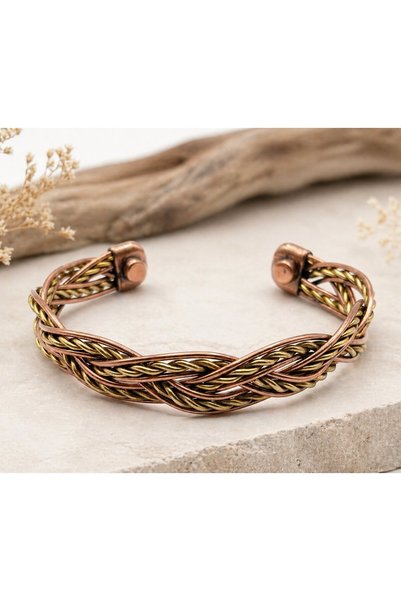 Karmashop Brățară Magnetică Reglabilă Surya din Cupru și Alamă, 2 Magneți, Mo...