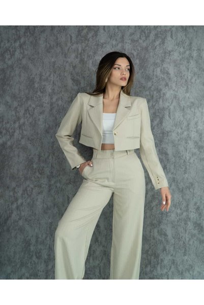 meg moda Crop Ceketli Takım Elbise