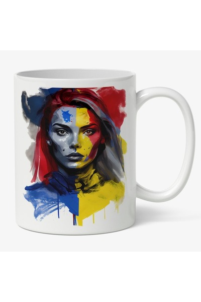 INOVATIX Cana alba personalizata,Portret Pictura Steagul Romaniei Curgatoare ...