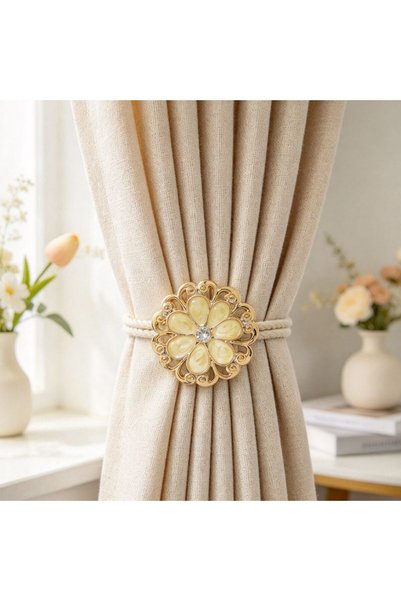 Re Magnet prindere perdea floare aurie cu cristal, livrare culoare aleatorie