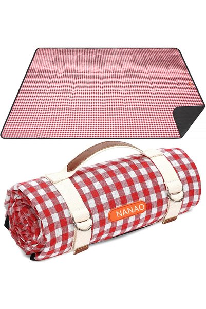NANAO Picnic Blanket Waterproof, Beach Blanket Portable with Carry Strap Outd...