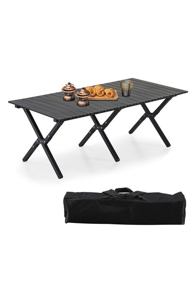 GENERAL BOOSDEN Portable Folding Camping Table, Outdoor Low Picnic Table, Alu...