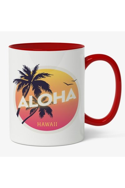 INOVATIX Personalized white mug, Aloha, Hawaii, Tropical Palm Tree, Sunset, S...