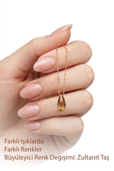 Söğütlü Silver 925 Ayar Gümüş Kolye Rose Renk Değiştiren 3 D Briolette Kesim ...