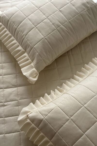 YGT Home Double-Size Ecru Wedding Set Bedspread, 3-Piece Set
