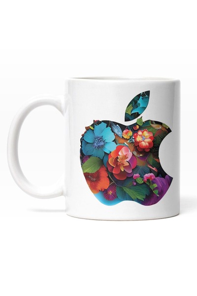 INOVATIX Cana alba personalizata,Simbol Still Apple,Mar Plin De Flori Inflori...