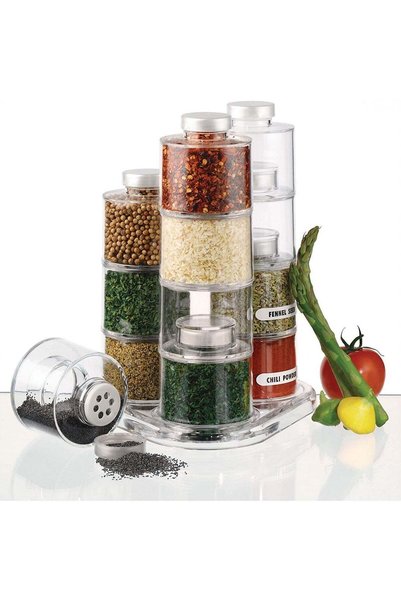 OEM Set of 6 Transparent Spice Containers with Lids, Labels and Easy Access S...