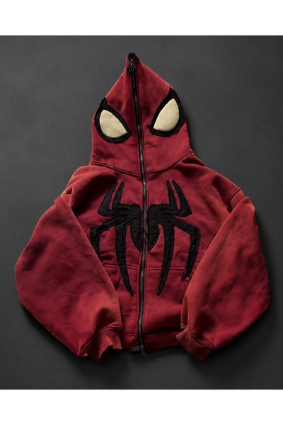 Gofeel Spider Patchwork Full-Zip Jacket with Zipper