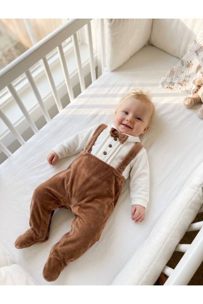Bebila Baby بدلة شتوية مخملية للأطفال الرضع، ناعمة الملمس، مناسبة للخروج من ا...
