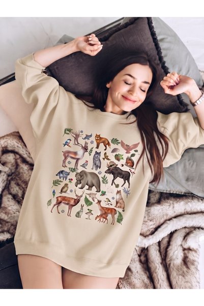 EXPECTED Special-Edition "Women's Forest Animals" Themed Sweatshirt Hoodie fo...