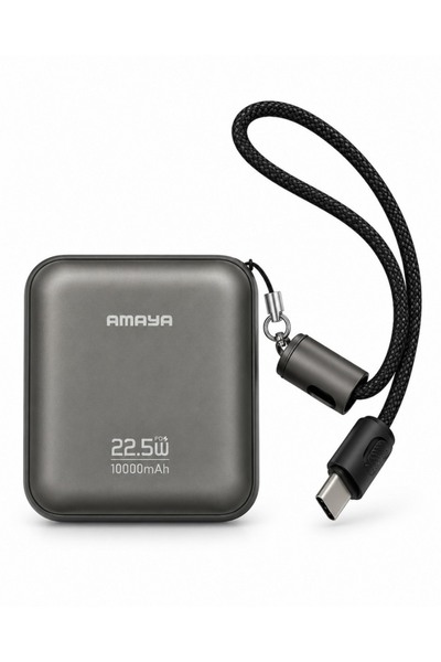 AMAYA APB-F137C Power Bank 10.000mAh 22.5W με ενσωματωμένο καλώδιο USB-C Γκρι