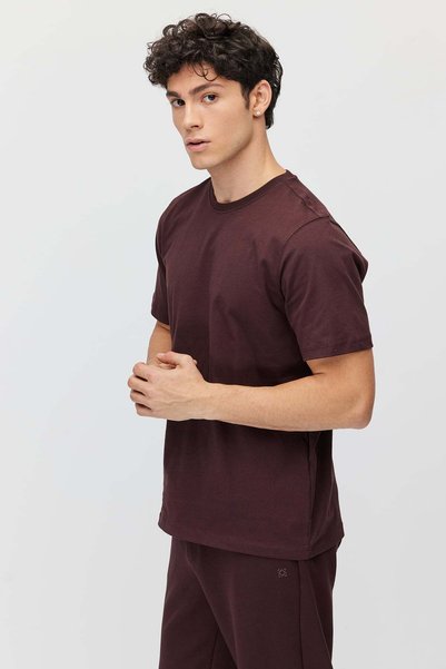 PAULMARK Tricou basic cu decolteu rotund la baza gâtului pentru bărbați