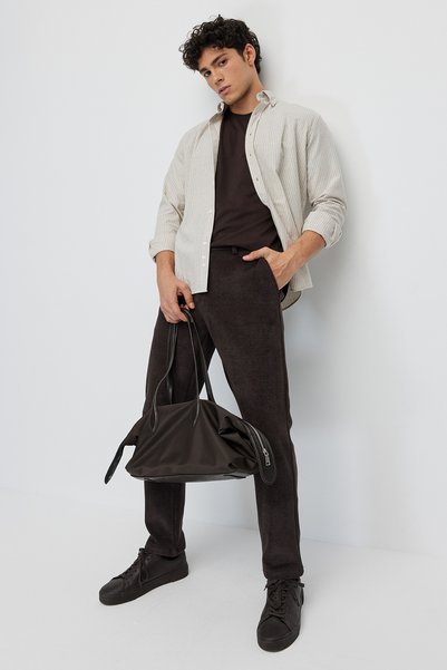 PAULMARK Men's Velvet Jogger Pants with Elastic Waistband