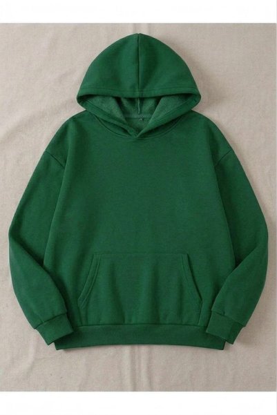 KOZİA OUTDOORS unisex σκούρο πράσινο φούτερ με κουκούλα χωρίς τύπωμα