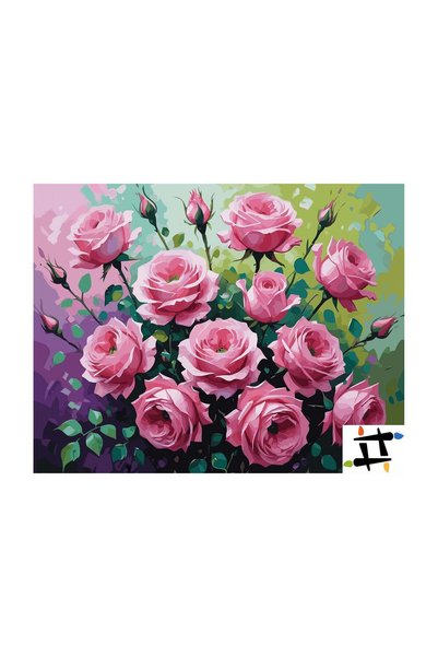 Painting-numbers Set pictura pe numere Trandafiri in melodia roz 7261, panza ...