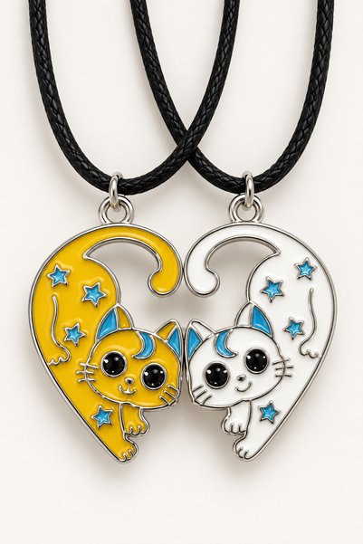MakeWell Best Friends Figurine Pair Necklace – Multicolored Pair Necklace