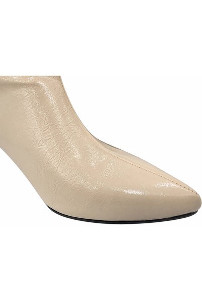PAPUCUMUN DÜNYASI Women's Patent Leather Pointed-Toe Ankle Boots with Thin, Stiletto Heels