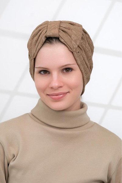 HIJAB VIP توربان دانتيل-بني