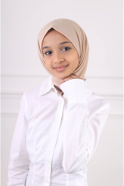 HIJAB VIP Girls' Headscarf with Tie at the Back - Dark Beige