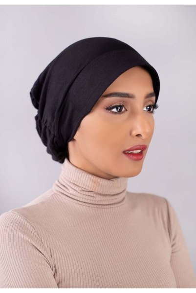 HIJAB VIP قبعه تحت الحجاب مع مقوى مطاط - أسود