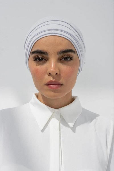 HIJAB VIP توربان دبل سترتش قطعتين طقطق - رمادي فاتح