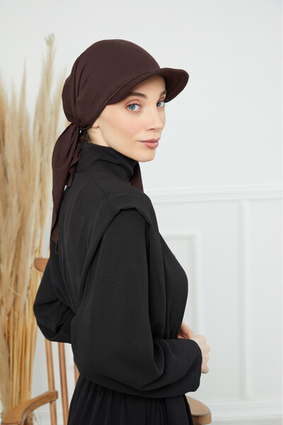 HIJAB VIP توربان كاب ربط من الخلف - بني داكن