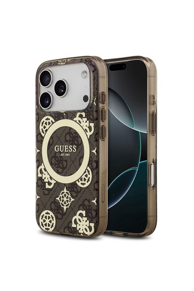 Guess Θήκη 4G Peony Magsafe Καφέ Χρυσή για iPhone 17 Pro Max
