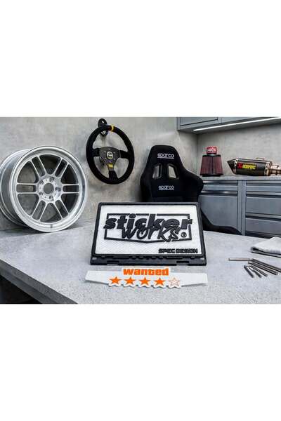 Sticker Works Wanted: White-Background License Plate Holder - ORANGE