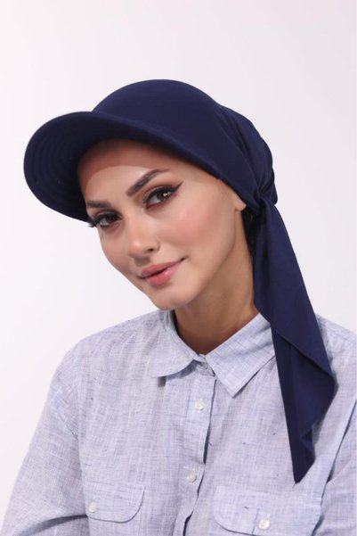 HIJAB VIP Turban Cap with Tie at the Back-Navy Blue