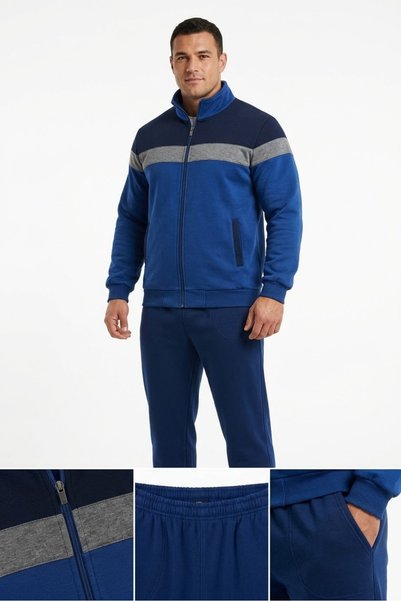 SİMENTİ 3-thread plus size men's tracksuit set