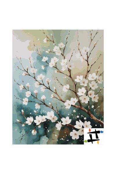 Painting-numbers Set pictura pe numere Flori de cires 7254, panza pe rama lem...