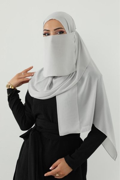 HIJAB VIP Latham Lace-Up Veil Set-Gray