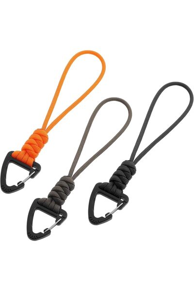 X SPRING Paracord Keychain Carabiner, 3 PCS Braided Survival Lanyard with Tri...