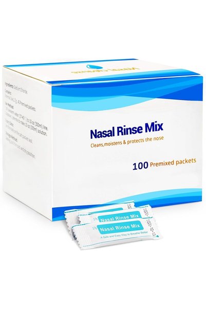 LeQQ 100 Pre-Mixed Saline Packets Sinus Rinse for Neti Pots and Nasal Irrigat...