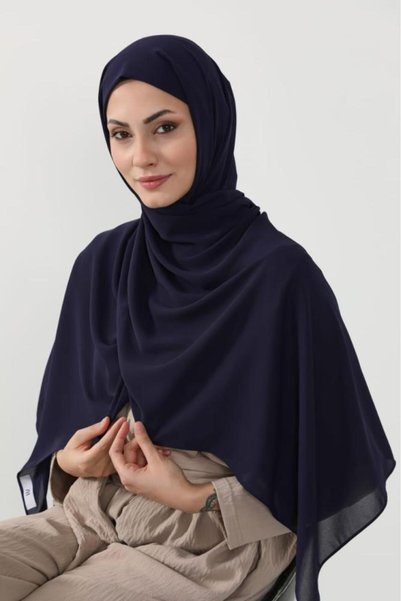 HIJAB VIP Chiffon Hijab with Magnets and a Hat in the Middle, Navy Blue.