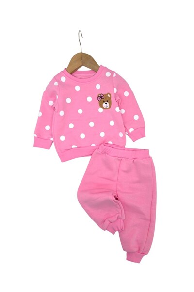 voyyo kids baby Girls' Baby Süzene Teddy Bear Print Winter 3-Thread Brushed I...