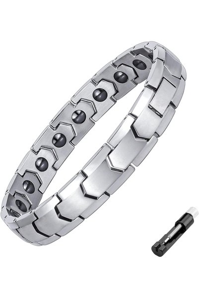 RWRW Magnetic Bracelets for Men, Stainless Steel Magnetic Hematite Energy Bra...