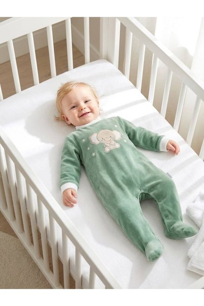 Bebila Baby Boys' Velvet Winter Onesie, Soft-Textured, For Leaving the Hospit...